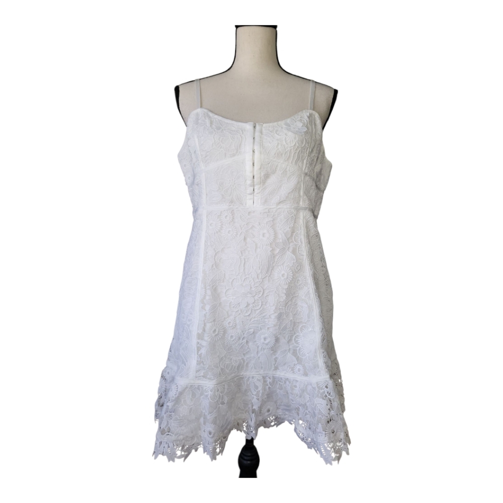 French Connection Binadari Cabello White Lace Mini Dress Bridal Sz 12 New